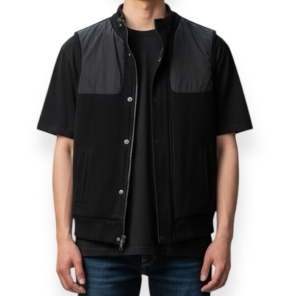 Armani Exchange Men’s Small Black Vest Sherpa Lined Zip Up Nylon Trim A|X - Picture 1 of 10